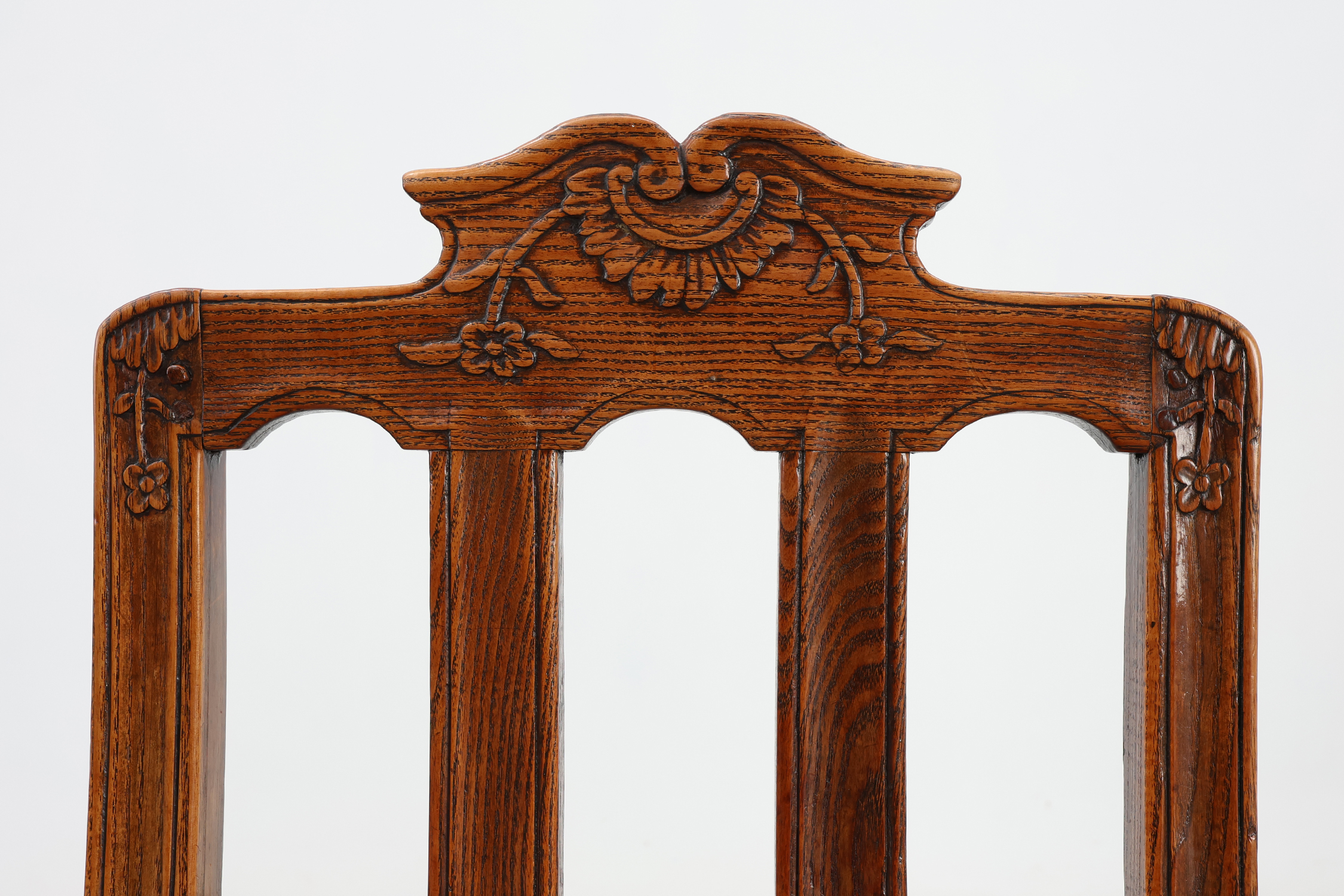 Antique carved oak side chair, France 18th century thumbnail